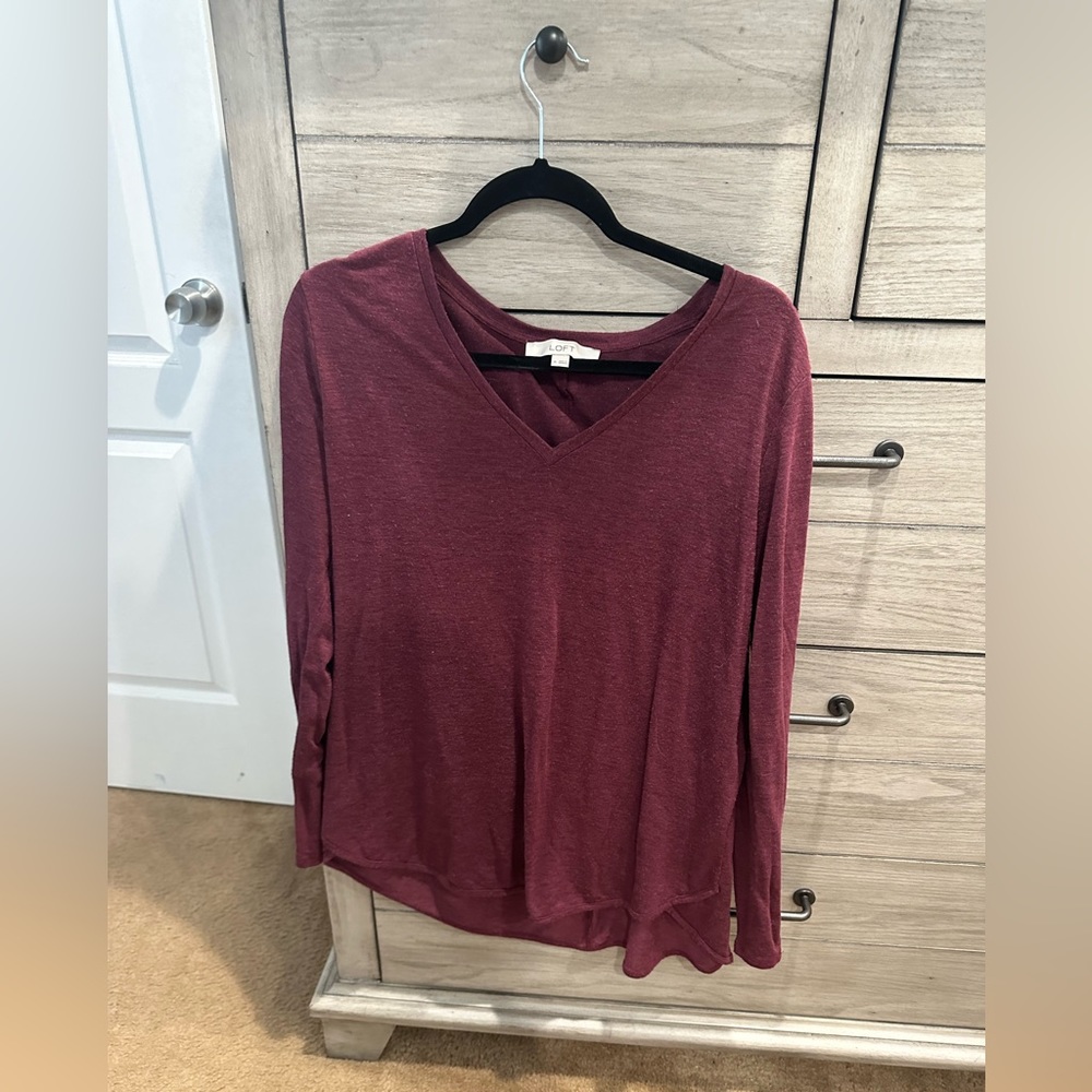 LOFT size XL burgundy long sleeve top, excellent condition.